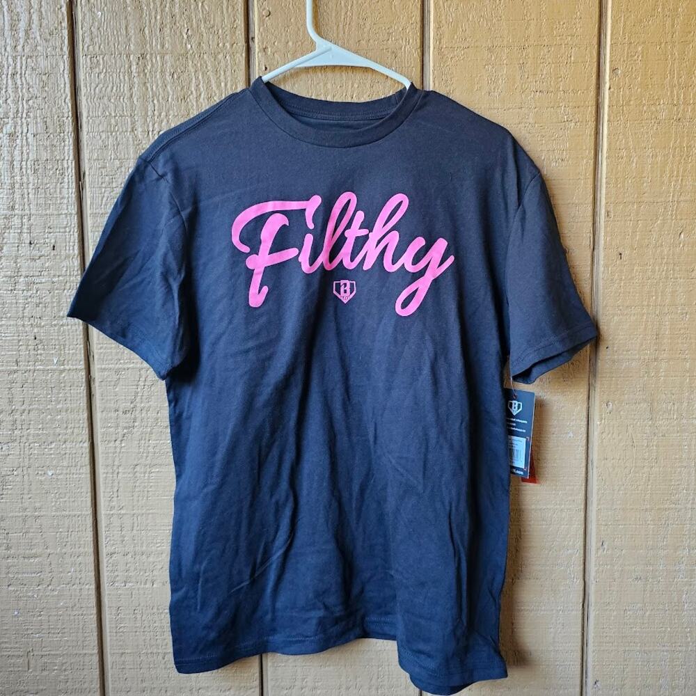 NWT Baseball lifestyle 101 "Filthy" black and pink short sleeve Tee shirt Size L